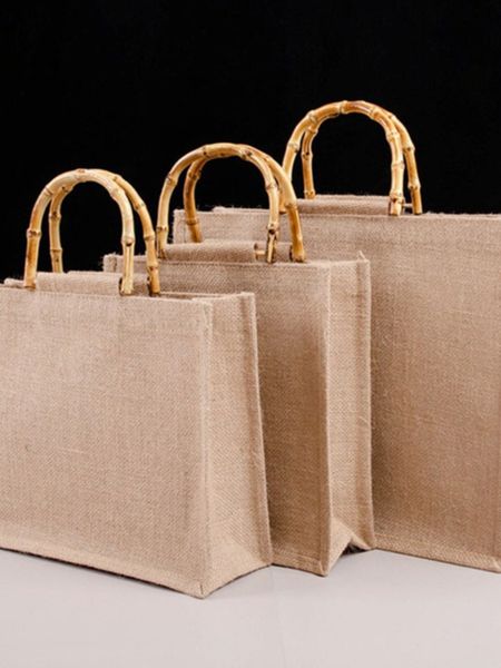 

evening bags fashionable simple retro waterproof bamboo handy jute tote gift 230417