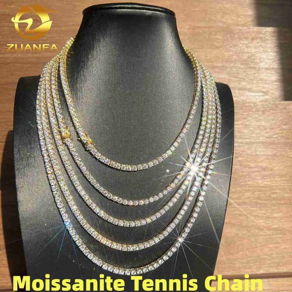 

factory price fine jewelry 2mm 3mm 4mm 5mm s925 sterling silver gra certificate d-vvs diamond moissanite tennis chain necklace
