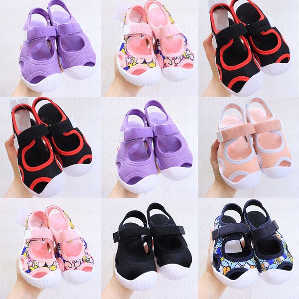 

kids shoes sneaker block heel sandals designer wrap toes sandals children shoes sandals casual spring boys girls cute trainers toddlers baby, Black;red