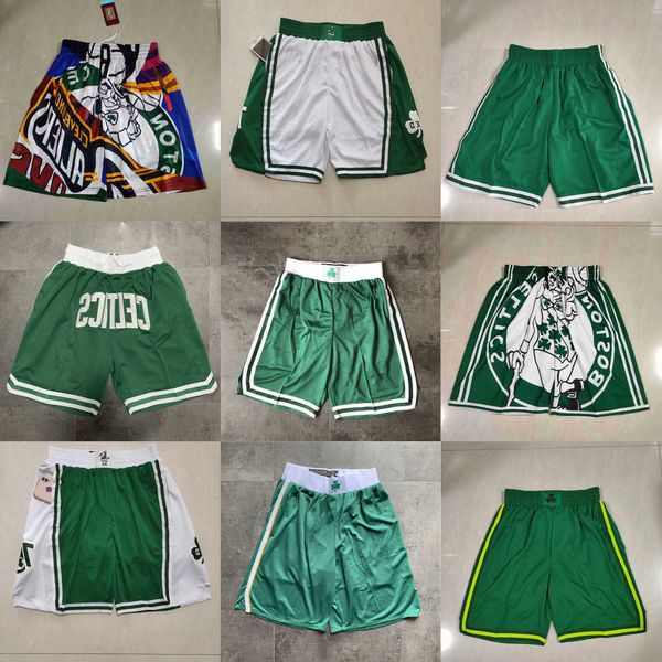 

2023 boston''celtics''men throwback basketball shorts pocket, Black