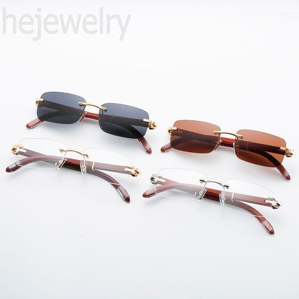 

designer shades glasses clear mens sunglasses rimless buffalo horn black lentes de sol beach driving small classic luxury glasses uvb protec, White;black