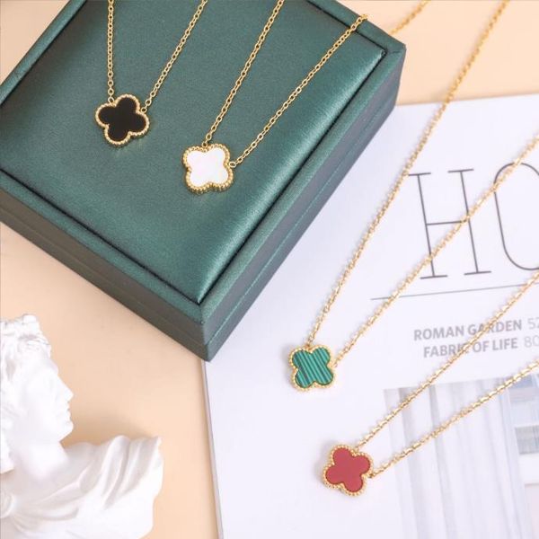 

four-leaf clover necklace earring set 2023 new summer inlaid clavicle chain 18k gold neck ornaments women's ear accessories, Silver