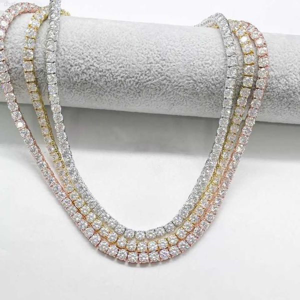 

wholesale hip hop jewelry fashion iced out 18k gold silver 3mm 4mm 5mm moissanite diamond tennis chain necklace