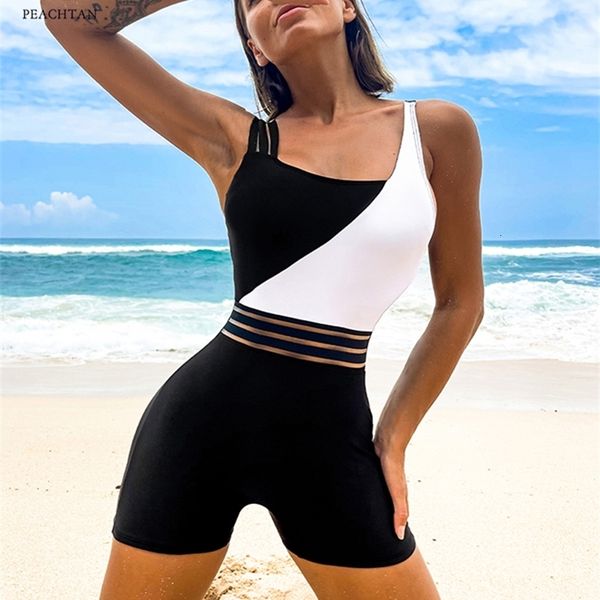 

women's swimwear swimsuit women push up swimming suit patchwork bathing suit high waist beachwear monokini swimwear women 230417, White;black