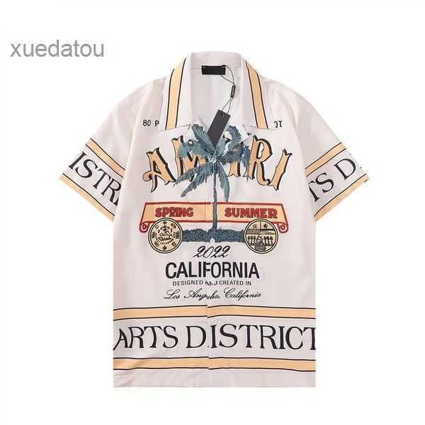 

mens shirt 23ss button designer up shirts print bowling shirt hawaii floral casual silk shirts men slim fit short sleeve dress hawaiian t-sh, White;black
