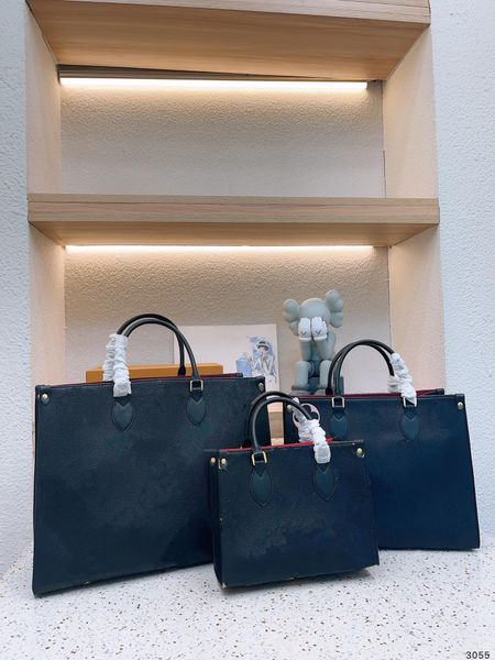 

onthego designer bag classic handbag embossing flower tote bags shopping shoulder crossbody purse genuine leather large capacity women lette