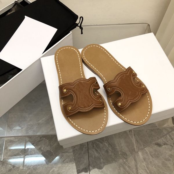 

new luxury designer slippers casual leather women's oram sandals beach shoes jelly shoes outdoor flat sandals, Black