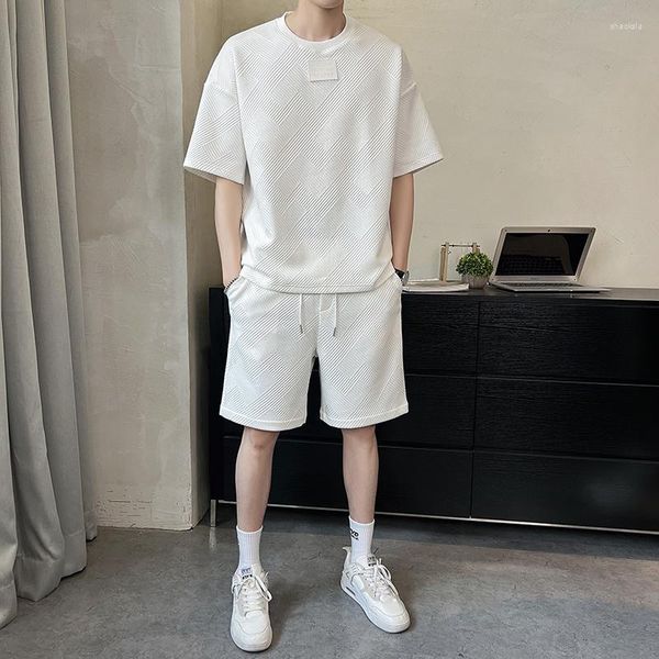 

men's tracksuits 2023 summer men's two piece set linen fabric casual t-shirt and shorts mens sports suit fashion short sleeve trac, Gray