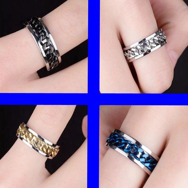 

titanium steel chain ring turning open bottle finger ring jewelry, Silver