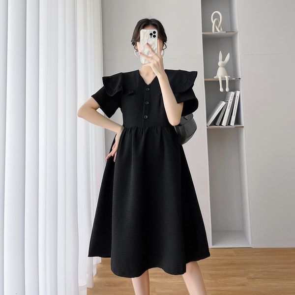 

maternity dresses 3322# summer korean fashion maternity dress sweet lovely a line slim clothes for pregnant women chic ins pregnancy clothin, White