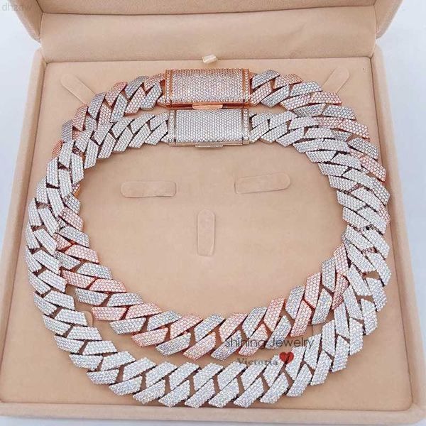 

iced out vvs lab diamond 20mm 4 link hip hop cuban moissanite, Silver