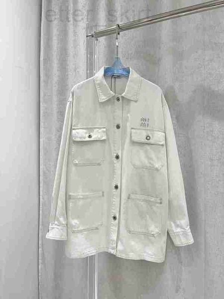 

men's jackets designer 23 summer new light blue wash denim coat loose h-shaped workwear style four pocket shirt cert, Black;brown