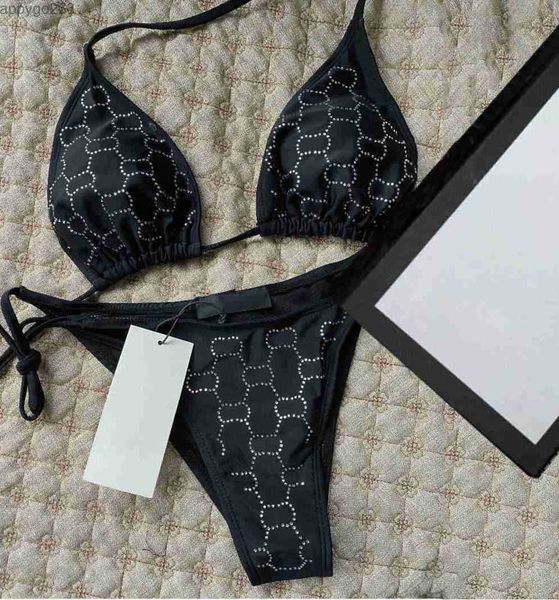 

designer bikinis woman two-piece bikini with letter swimsuits crystal summer swimwear beach luxury bathing suits three-point swimsuitc, White;black