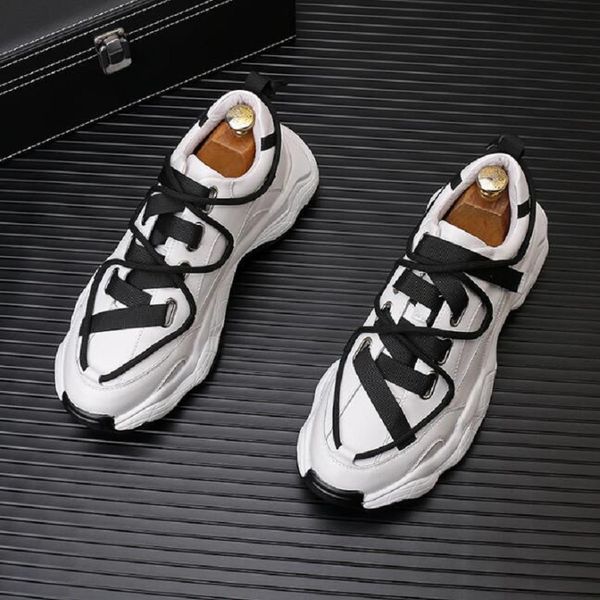 

luxury designers dress wedding party shoes fashion vulcanized casual sneaker round toe thick bottom business walking loafer d2h25, Black