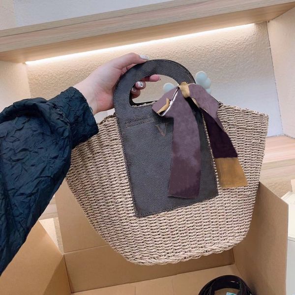 

2023 Straw Beach Bags designer bag crossbody tote bag fashion handbag luxury handbags purse Woman Crochet Travel Totes TOP, Khaki(l l0g0)