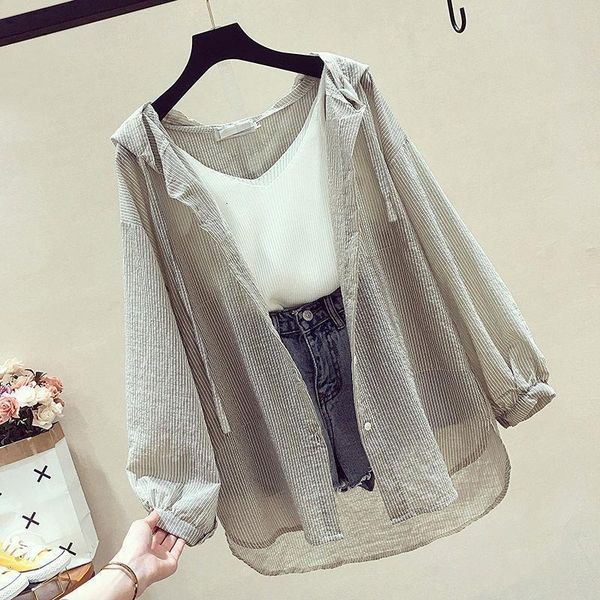 

women's jackets women summer hooded sun protection clothing female casual loose wild thin coat ladies anti-uv breathable 230417, Black;brown
