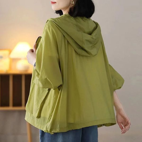 

women's jackets women sun protection clothing summer thin hooded jackets korean loose sunscreen coat uv-proof outerwear female g2567 23, Black;brown
