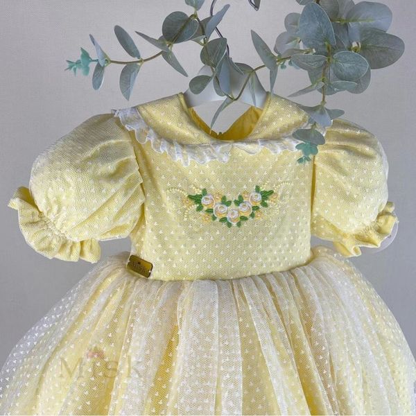 

girl's dresses 0-12y baby girl summer yellow flower embroidery turkish vintage lolita princess ball gown dress for birthday holiday eas, Red;yellow