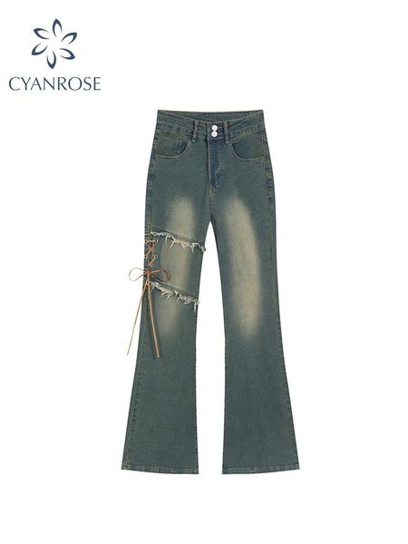 

jeans 2022 spring women's flare pants jeans y2k wide leg trousers female vintage streetwear casual fashion high waist slim mom jeans, Blue