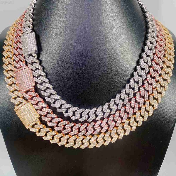 

13mm 18" 20" 22" 24" hip hop 925 sterling silver men cuban necklace iced out cuban link chain jewelry