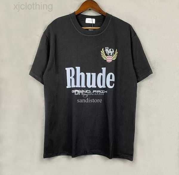 

rhude tshirt designer mens t shirts tide printed tee men women round neck short sleeve tshirt casual loose fashion high street hip hop styli, White;black