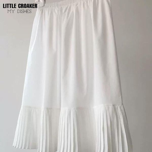 

capris new women summer pleated ruffle sweet skirt dot hollow out lace skirts female aline skirt high waist knee length skirt, Black;white
