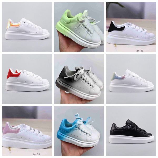 

Unisex Selling designer Kids Shoes White Red Black Dream Blue Single Strap outsized Sneaker Rubber Sole AMCQS Soft Calfskin Leather Lace up Trainers Sports, #10