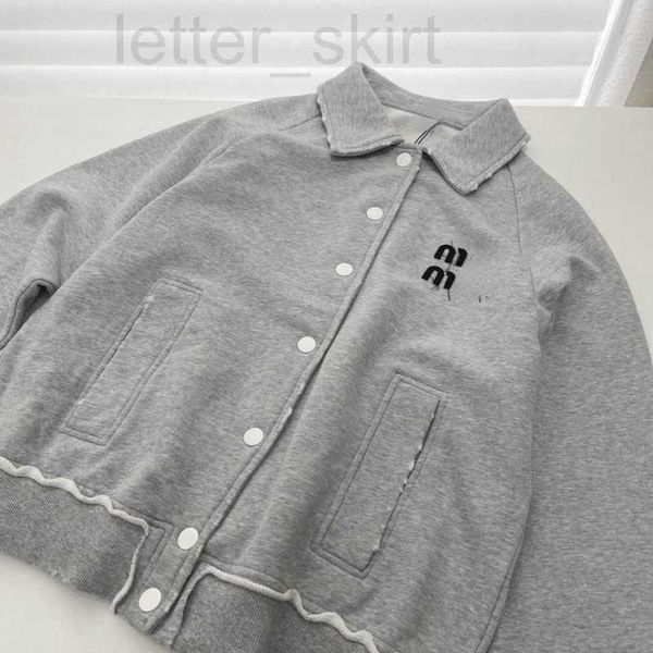 

women's hoodies & sweatshirts luxuriouswoman sweatshirt designer hoodie chest embroidered letters button french terry shirt long sleeve, Black