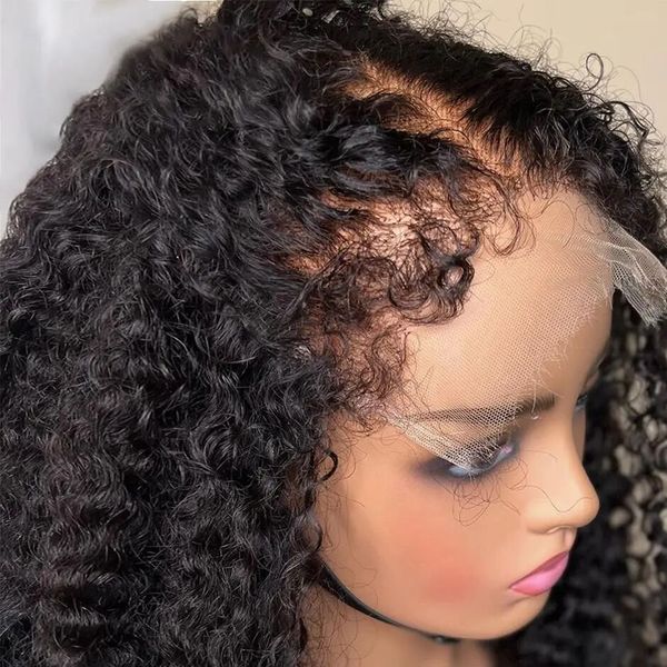 

Afro 4C Edges Baby 180% 13x4 HD Lace Frontal Wig Remy Kinky Curly Simualation Human Hair Wigs for Women, Black color like picture show