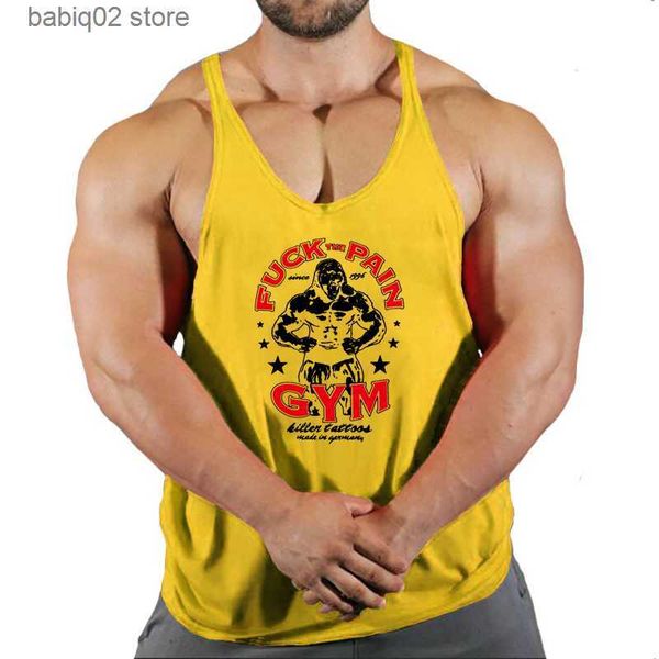 

men' tank gyms workout sleeveless shirt stringer tank men bodybuilding clothing fitness mens sportwear vests muscle singlets cotton t, White;black