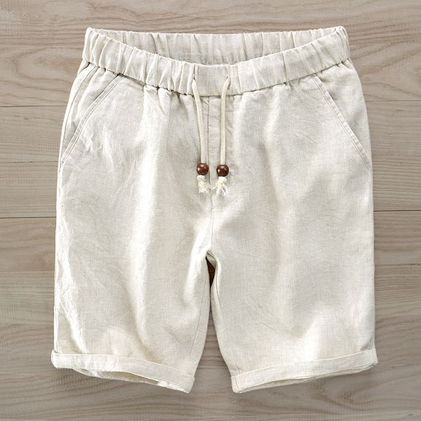 

men's shorts italy pure linen shorts men brand casual elastic waist fashion shorts for men short 30-38 size masculino bermuda masculi 2, White;black