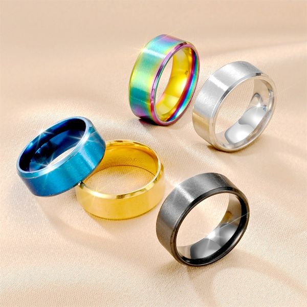 

european and american niche plain beveled edge frosted titanium steel ring male couple ring hand jewelry wholesale, Silver