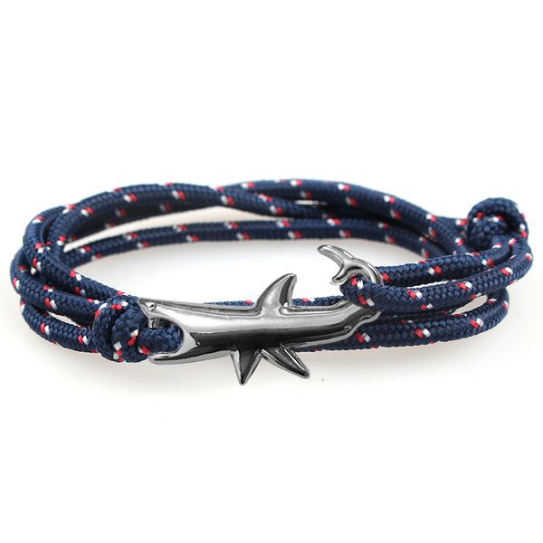 

viking style shark charm paracord cuff bracelets jewelry for gift, White