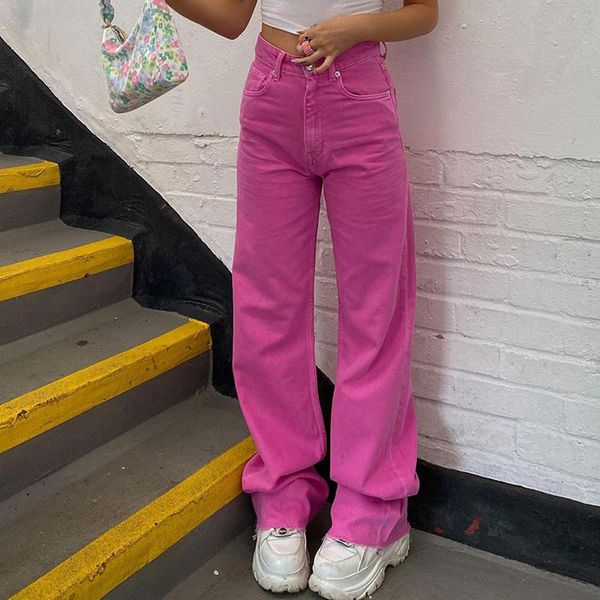 

jeans 2022 women new y2k style european and american loose street girl high waist pants fashion slim retro straight wide leg jeans, Blue