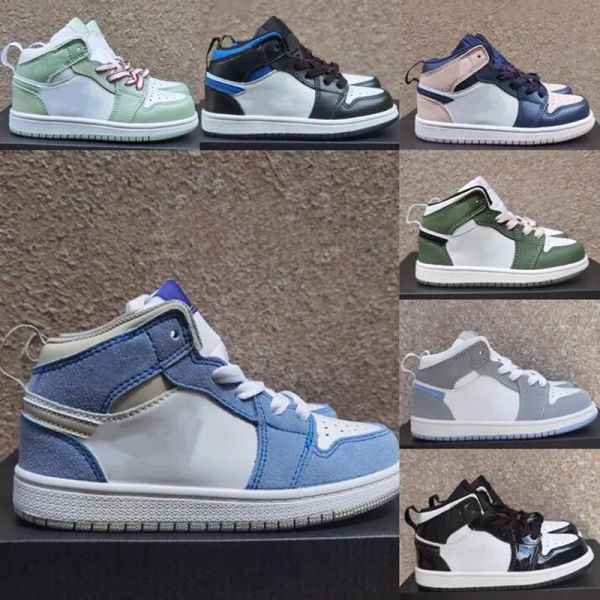 

new fashion infant 1s hyper royal basketball sneakers wolf grey aluminum newborn big kids shoes dutch green all star weekend youth toddler c, Black