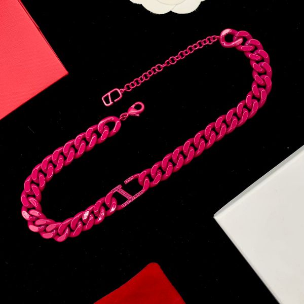 

pink necklace designer letter pendant necklaces fashion brand womens jewelry choker anniversary gift for girlfriend with box, Silver