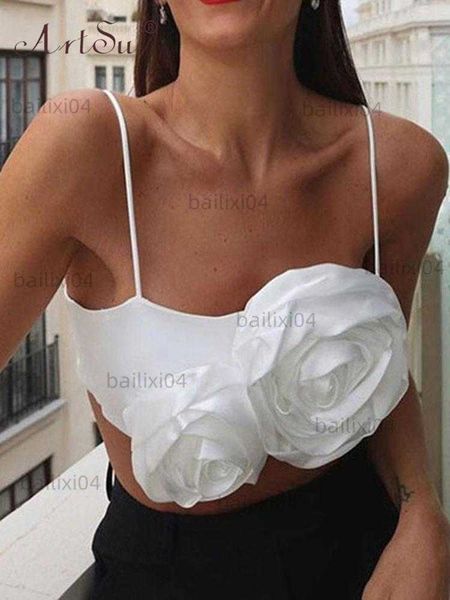 

women's tanks camis artsu fashion floral camisole women summer new simple slim wild basic female crop streetwear summer 2022 andyve1037, White