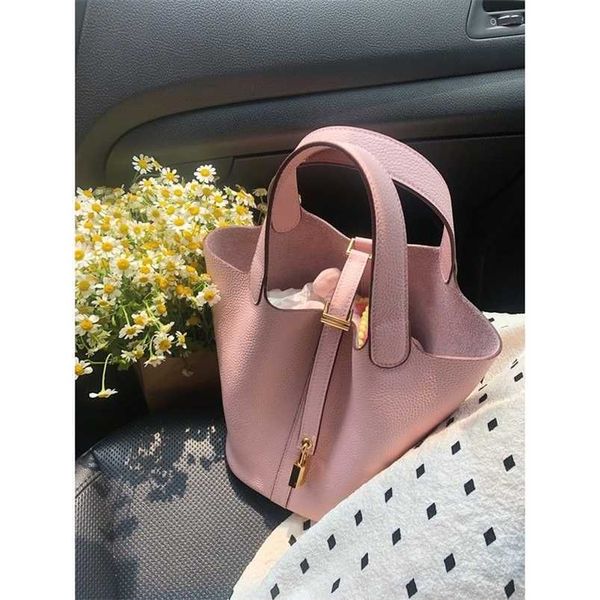 

picotin 7a quality h erms handbag head layer cowhide handheld high fashion simple togo genuine leather for qq leather bags women