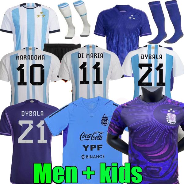 

xxxl 4xl 2022 2023 argentina home soccer jerseys special fans version 22 23 24 gk football shirts dybala lo celso national team maradona kit, Black;yellow