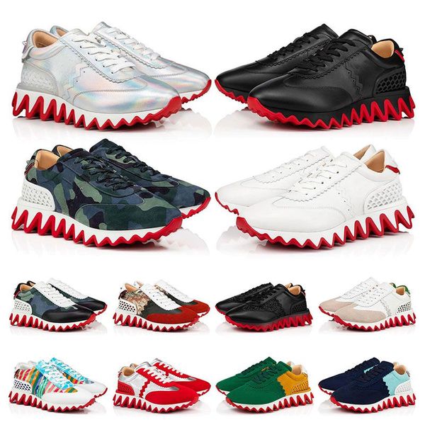

size 35-47 men women casual shoes luxury designers shark sports sneakers genuine leather rivet sharks green camo mens sport fashion trainers, Black