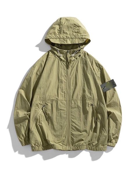 

outerwear designer badges zipper shirt jacket loose style spring autumn mens oxford breathable portable high street stones island clothing j, Black;brown