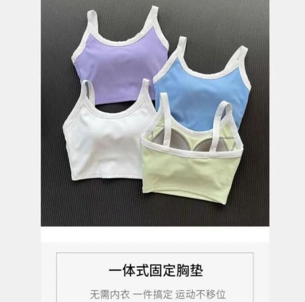 

new sports bra women's shockproof high strength one piece fixed cup yoga tank beautiful back running fitness bra gjlk, White;red