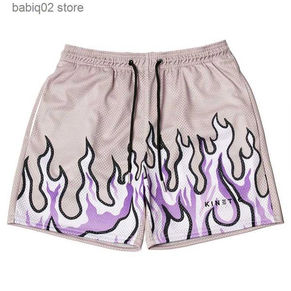 

men's shorts mesh breathable men shorts gym basketball running quick-drying shorts baggy flame print fashion shorts new 2023 summer sho, White;black