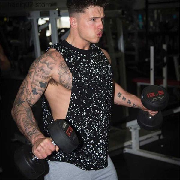 

men' tank mens running vest gym sleeveless t shirt summer 2021 mens sports tank bodybuilding fitness workout training singlet t230417, White;black