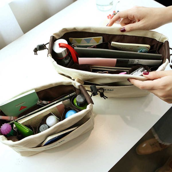 

cosmetic bags make up organizer canvas insert bag for handbag travel inner phone purse portable case fit various brand 230417