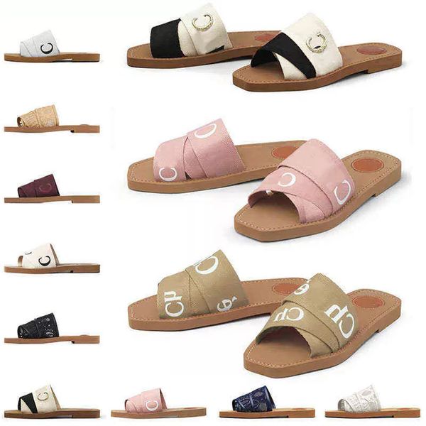 

2023 women woody slippers mules flat brand chole sandals luxury slides designer canvas white black sail womens fashion outdoor beach slipper