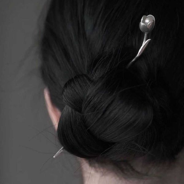 

hairpins tulip advanced sense metal pearl hairpin hair sticks classical antique hanfu cheongsam headdress hair accessories w0417, Golden;silver