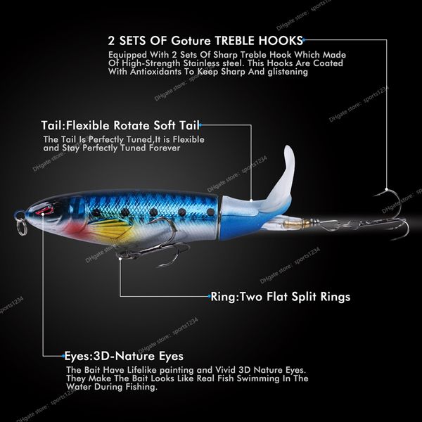 

whopper popper 10cm/11cm/14cm ater fishing lure blowups pike baits rotating tail fishing tackle crankbait wobblers fishingfishing lures popp