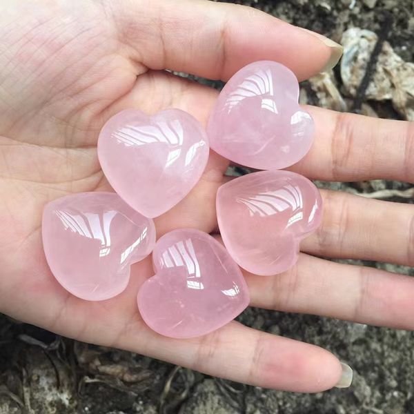 

Natural Rose Quartz Heart Shaped Pink Crystal Carved Palm Love Healing Gemstone Lover Gife Stone Crystal Heart Gems crafts decor