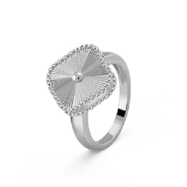 

100% silver van clover ring classic diamond motif ring wedding rings of woman man love ring chrome heart lucky ring for girls lover luxury v, Golden;silver